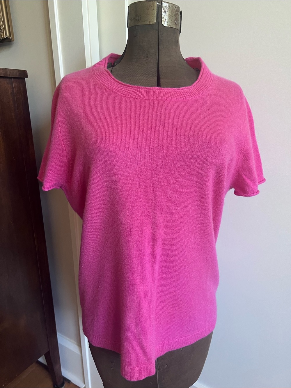 J.Crew Cashmere Sweater Tee | Bright Pink Peony | Size L